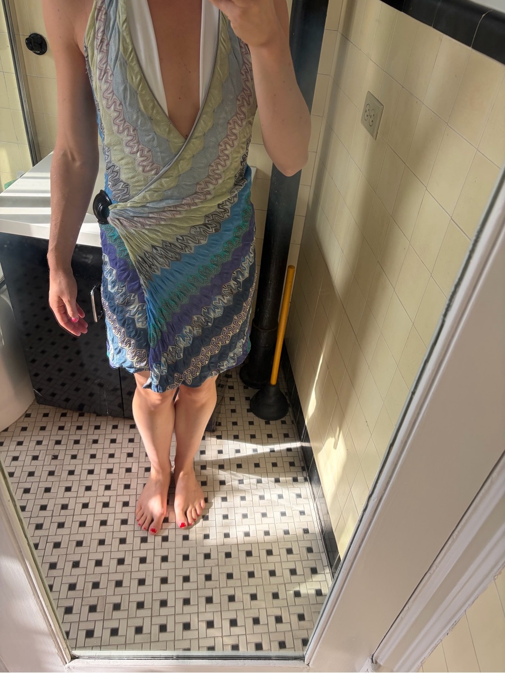 Missoni Halter Mini Wrap Dress in Lavender and Blue - Picture 3 of 4